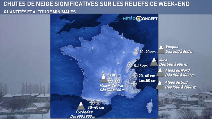 Illustration de l'actualité Un week-end neigeux sur nos reliefs