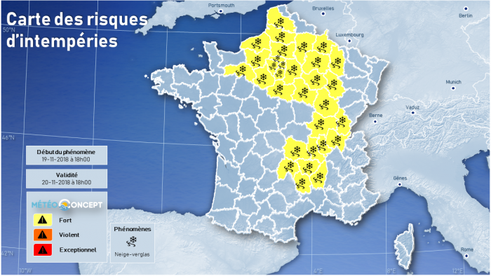 Illustration de l'actualité Episode neigeux bref attendu entre le nord et l'est