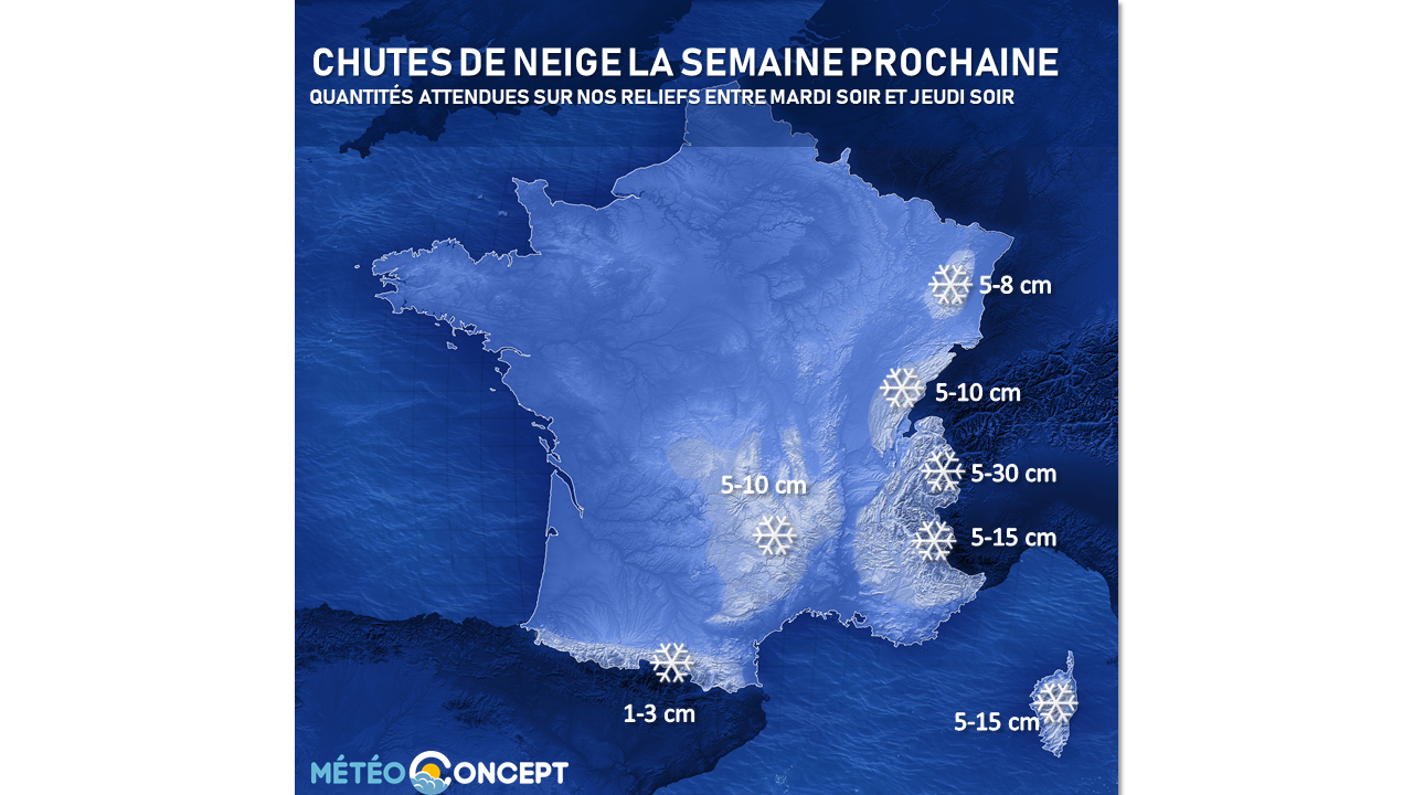 Illustration de l'actualité Un peu de neige sur les reliefs la semaine prochaine