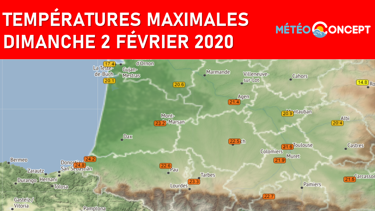 Illustration de l'actualité Près de 25°C dans le sud-ouest ce 2 février 2020 !