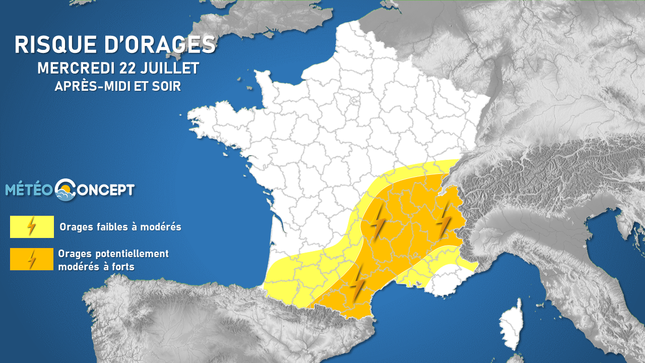 Illustration de l'actualité A nouveau des orages du sud-ouest au Massif-Central et aux Alpes