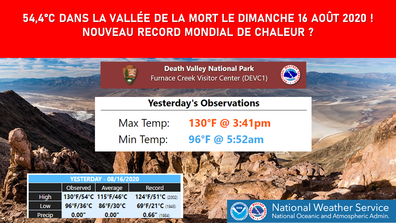 Illustration de l'actualité Nouveau record de chaleur mondial pour Furnace Creek dans la Vallée de la Mort aux Etats-Unis?