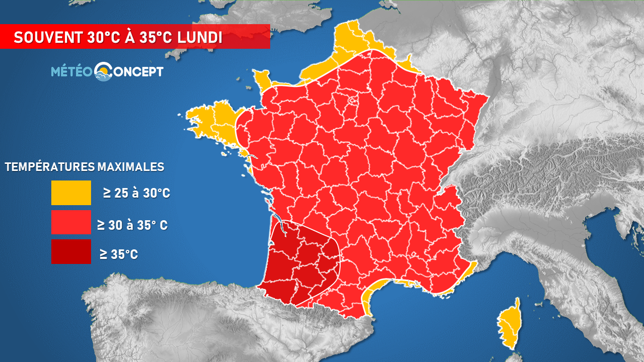 Illustration de l'actualité Pic de chaleur lundi. Des records mensuels pourront tomber !