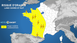 Illustration de l'actualité Risque d'orages entre lundi soir et mardi matin