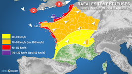 Illustration de l'actualité Rafales tempétueuses sur le nord-ouest ce soir et la nuit prochaine !