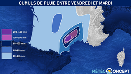 Illustration de l'actualité Forts cumuls de pluie sur les Cévennes et le Languedoc-Rousillon ces prochains jours.